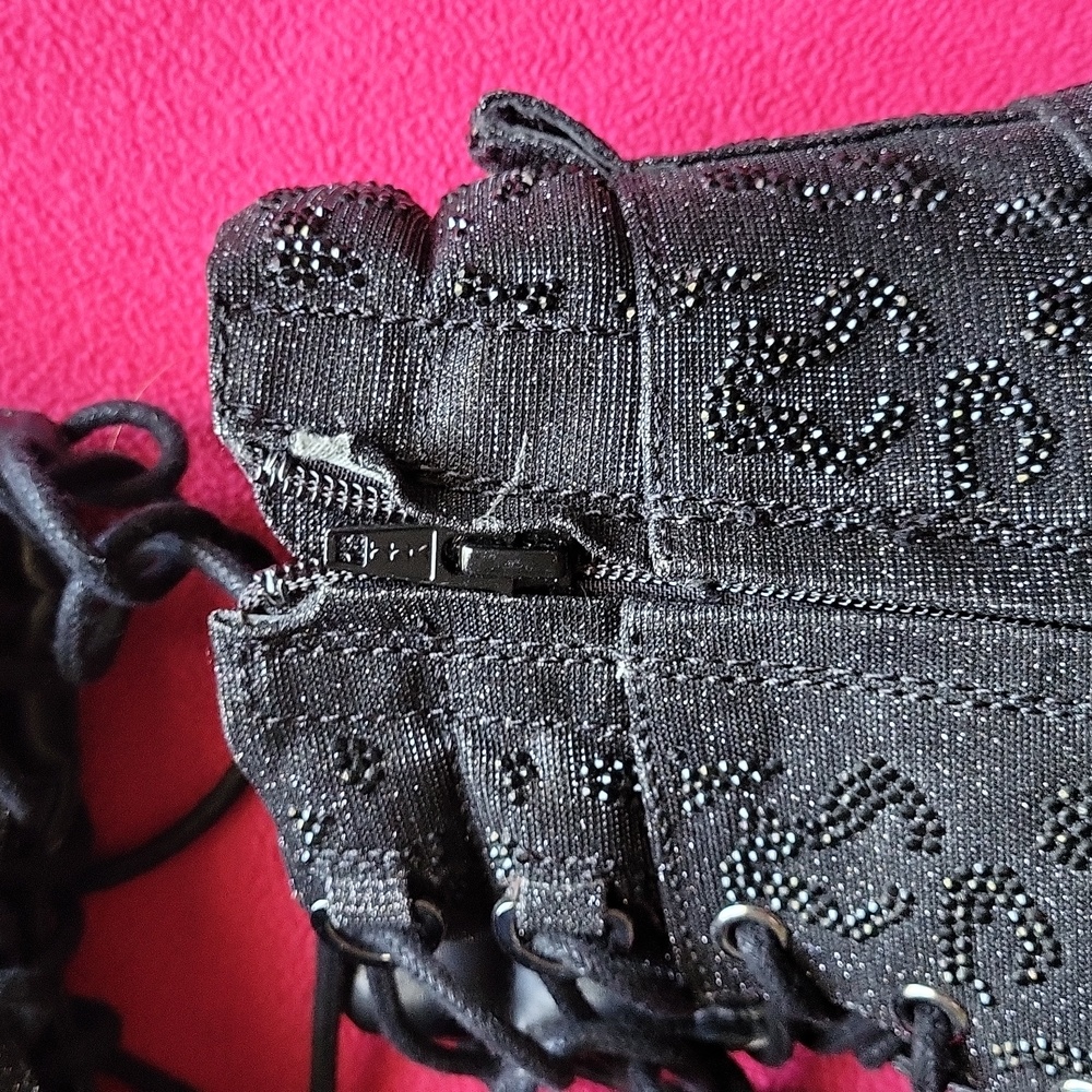 Gianni Bini Sparkle Leopard Bling Black Boots Lace Up 10 New - Picture 5 of 9